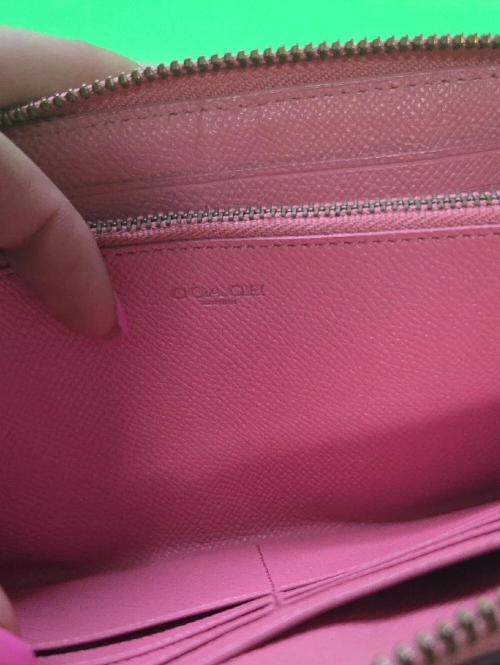 Coach Pink Zip-Around Saffiano Leather Wallet